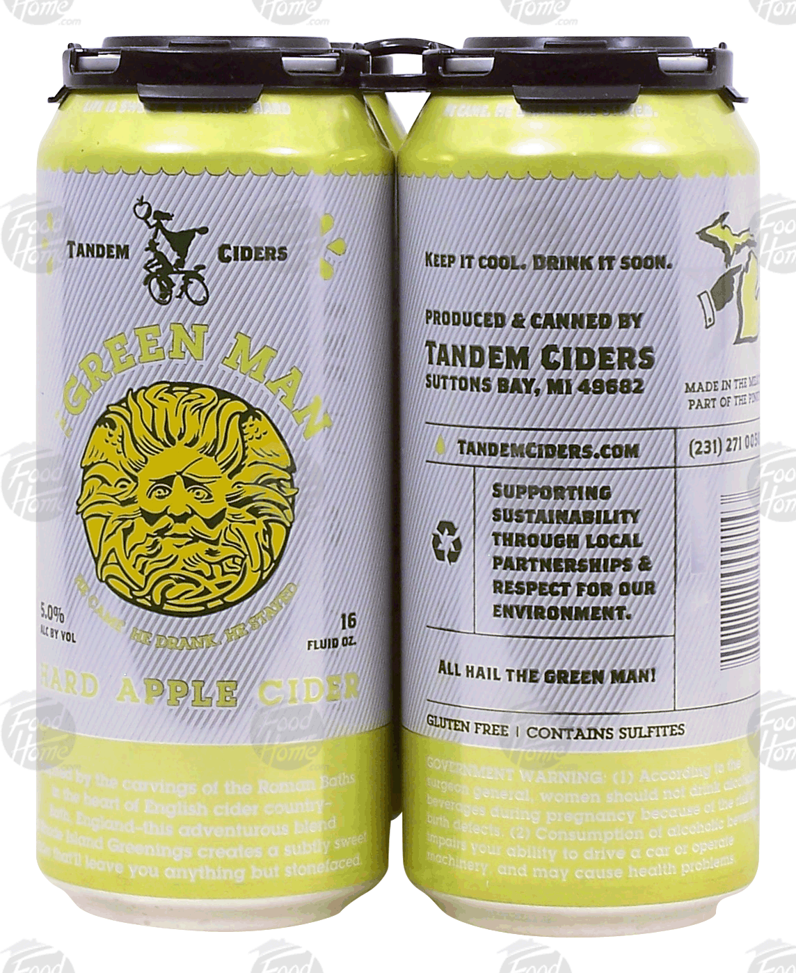 Tandem Ciders Green Man hard apple cider, 5% alc. by vol., 16-fl. oz. Full-Size Picture